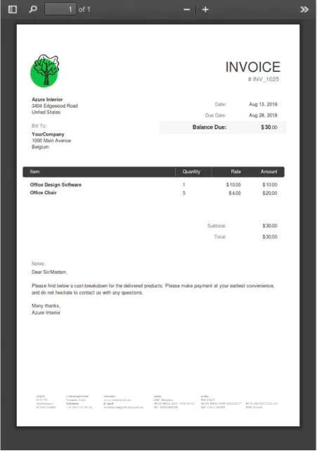 Vendor bill PDF read by Odoo