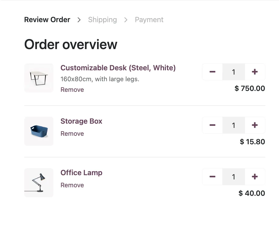 Odoo online checkout for click and collect