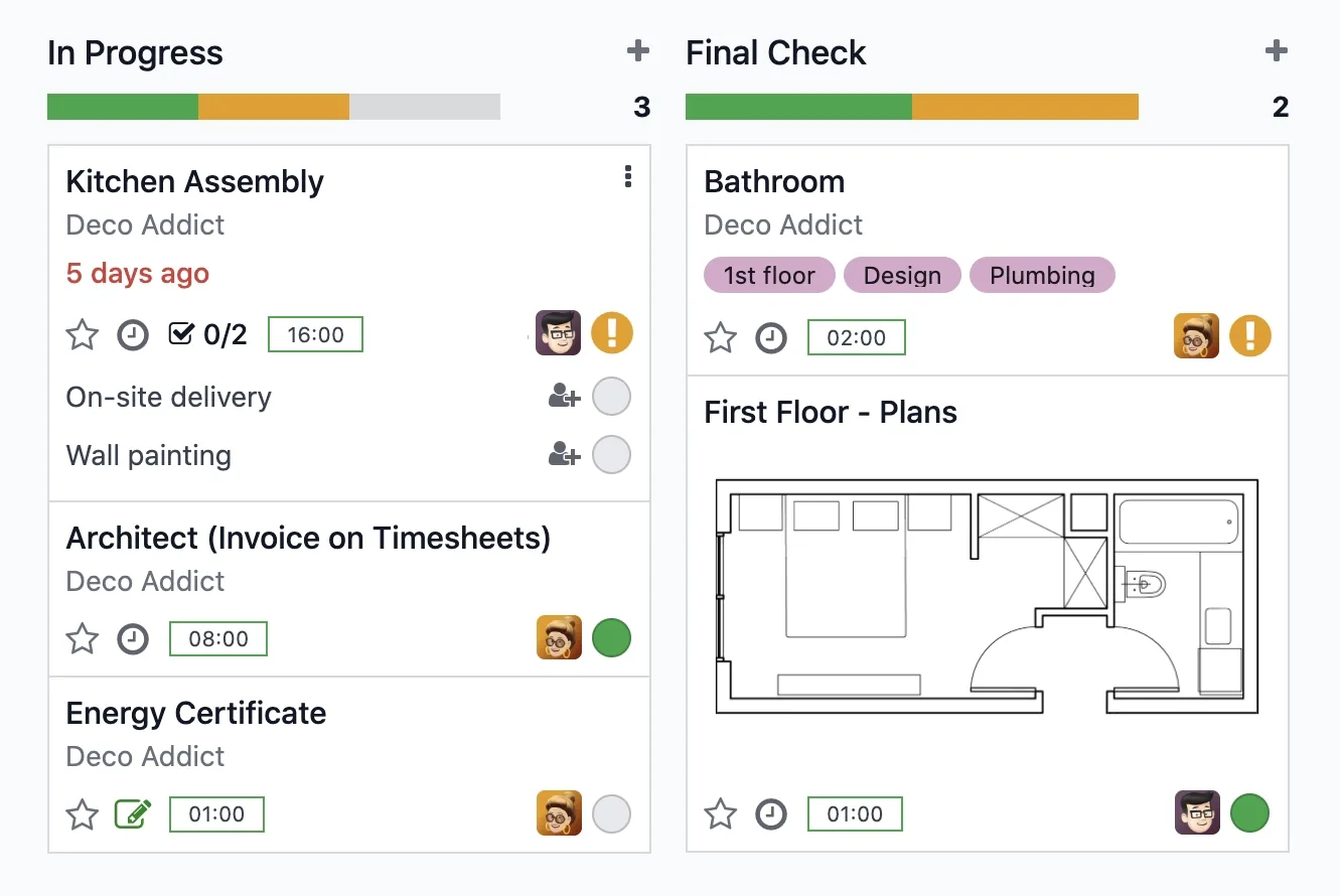 Odoo Project tasks in Kanban view